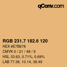 カラーコード: RGB 231.7 182.6 120 | qconv.com