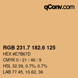 カラーコード: RGB 231.7 182.6 125 | qconv.com