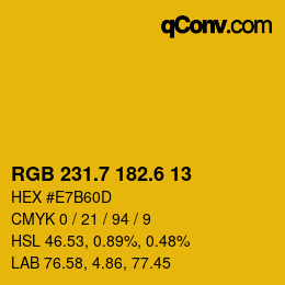カラーコード: RGB 231.7 182.6 13 | qconv.com