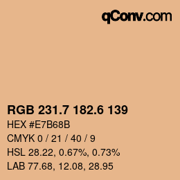 カラーコード: RGB 231.7 182.6 139 | qconv.com
