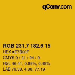 カラーコード: RGB 231.7 182.6 15 | qconv.com