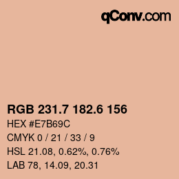 カラーコード: RGB 231.7 182.6 156 | qconv.com