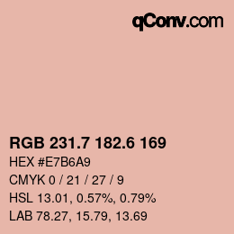 カラーコード: RGB 231.7 182.6 169 | qconv.com