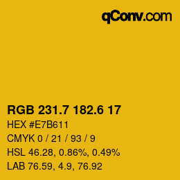 カラーコード: RGB 231.7 182.6 17 | qconv.com