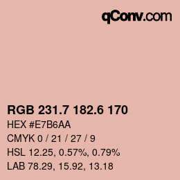 カラーコード: RGB 231.7 182.6 170 | qconv.com
