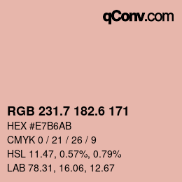 カラーコード: RGB 231.7 182.6 171 | qconv.com