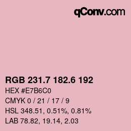 カラーコード: RGB 231.7 182.6 192 | qconv.com