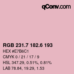 カラーコード: RGB 231.7 182.6 193 | qconv.com