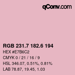 カラーコード: RGB 231.7 182.6 194 | qconv.com