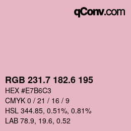 カラーコード: RGB 231.7 182.6 195 | qconv.com