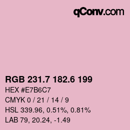 カラーコード: RGB 231.7 182.6 199 | qconv.com