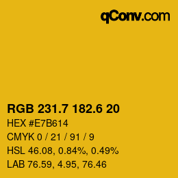カラーコード: RGB 231.7 182.6 20 | qconv.com