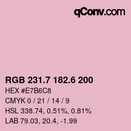カラーコード: RGB 231.7 182.6 200 | qconv.com