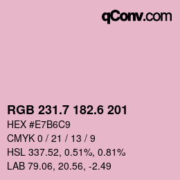 カラーコード: RGB 231.7 182.6 201 | qconv.com