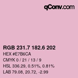 カラーコード: RGB 231.7 182.6 202 | qconv.com