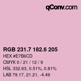 カラーコード: RGB 231.7 182.6 205 | qconv.com