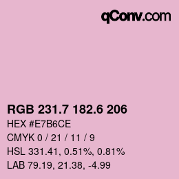 カラーコード: RGB 231.7 182.6 206 | qconv.com