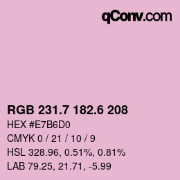 カラーコード: RGB 231.7 182.6 208 | qconv.com