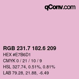 カラーコード: RGB 231.7 182.6 209 | qconv.com