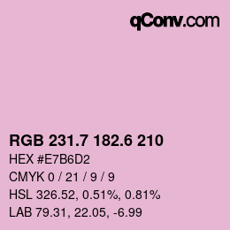 カラーコード: RGB 231.7 182.6 210 | qconv.com