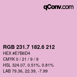 カラーコード: RGB 231.7 182.6 212 | qconv.com