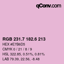 カラーコード: RGB 231.7 182.6 213 | qconv.com