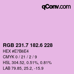 カラーコード: RGB 231.7 182.6 228 | qconv.com