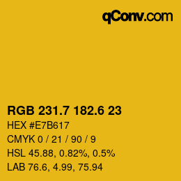 カラーコード: RGB 231.7 182.6 23 | qconv.com