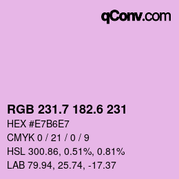 カラーコード: RGB 231.7 182.6 231 | qconv.com
