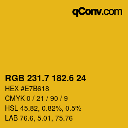 カラーコード: RGB 231.7 182.6 24 | qconv.com