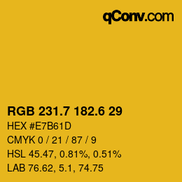 カラーコード: RGB 231.7 182.6 29 | qconv.com