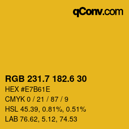 カラーコード: RGB 231.7 182.6 30 | qconv.com