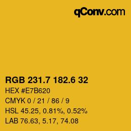 カラーコード: RGB 231.7 182.6 32 | qconv.com