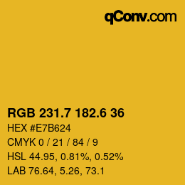 カラーコード: RGB 231.7 182.6 36 | qconv.com
