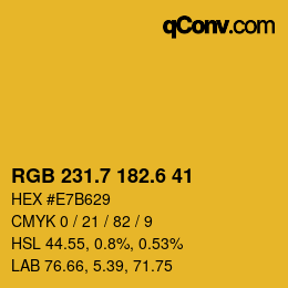 カラーコード: RGB 231.7 182.6 41 | qconv.com