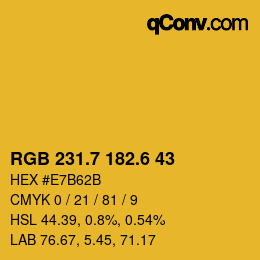 カラーコード: RGB 231.7 182.6 43 | qconv.com