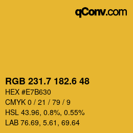 カラーコード: RGB 231.7 182.6 48 | qconv.com