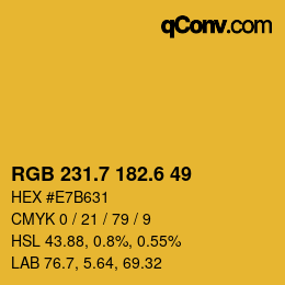 カラーコード: RGB 231.7 182.6 49 | qconv.com