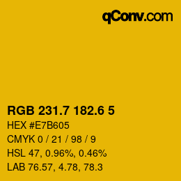 カラーコード: RGB 231.7 182.6 5 | qconv.com