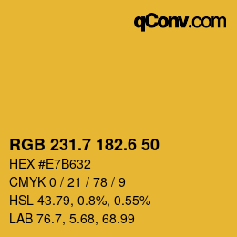 カラーコード: RGB 231.7 182.6 50 | qconv.com