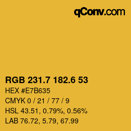 カラーコード: RGB 231.7 182.6 53 | qconv.com