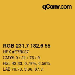 カラーコード: RGB 231.7 182.6 55 | qconv.com