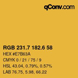 カラーコード: RGB 231.7 182.6 58 | qconv.com