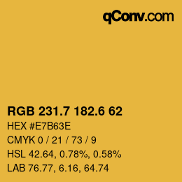カラーコード: RGB 231.7 182.6 62 | qconv.com