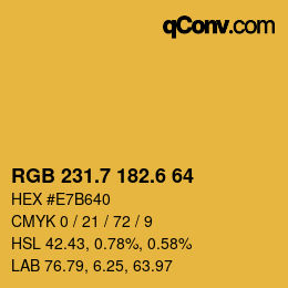 カラーコード: RGB 231.7 182.6 64 | qconv.com