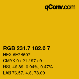 カラーコード: RGB 231.7 182.6 7 | qconv.com