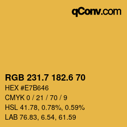 カラーコード: RGB 231.7 182.6 70 | qconv.com