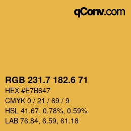 カラーコード: RGB 231.7 182.6 71 | qconv.com