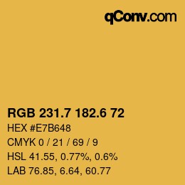 カラーコード: RGB 231.7 182.6 72 | qconv.com