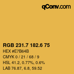 カラーコード: RGB 231.7 182.6 75 | qconv.com